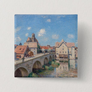 Bóton Quadrado 5.08cm Alfred Sisley trabalho de arte - Le Pont de Moret