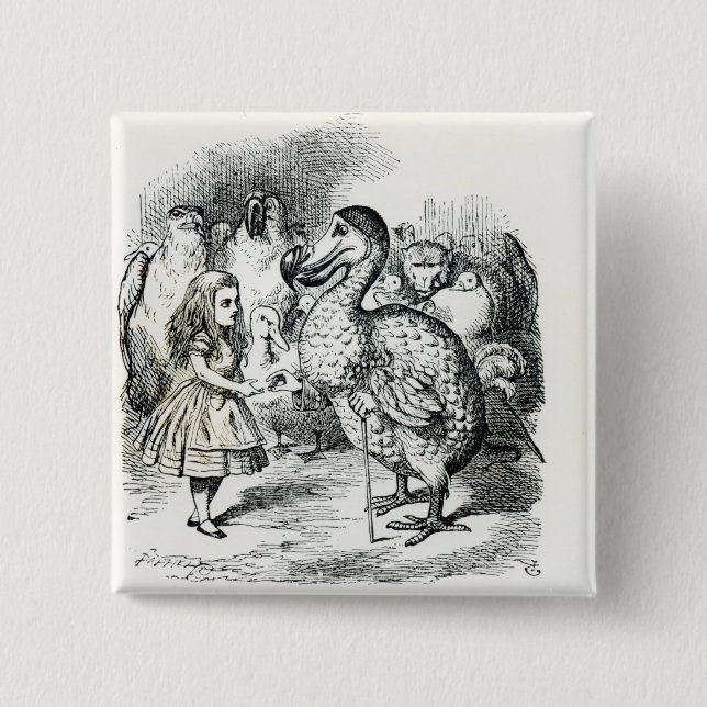 Bóton Quadrado 5.08cm Alice encontra o Dodo (Frente)