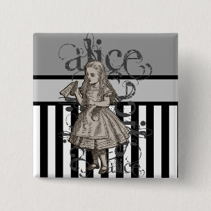 Bóton Quadrado 5.08cm Alice no Grunge do país das maravilhas