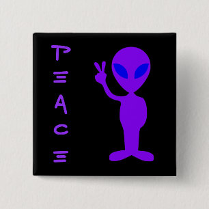 Bóton Quadrado 5.08cm Alienígena da paz