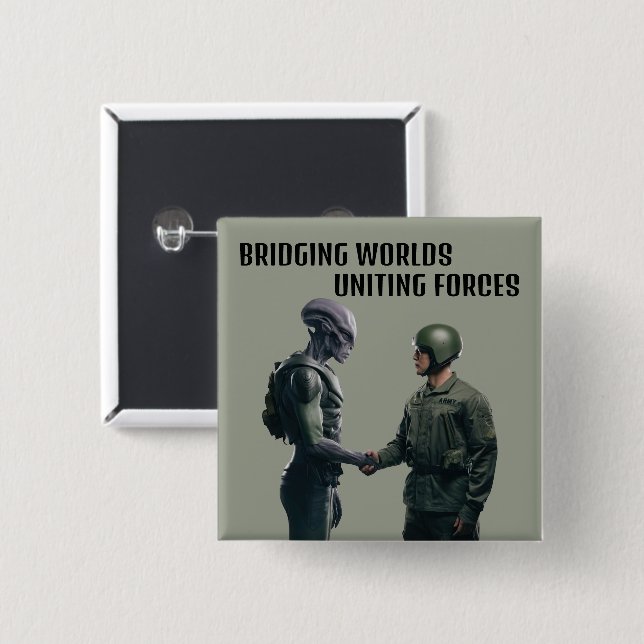 Bóton Quadrado 5.08cm Alienígena e soldado (Frente & Verso)