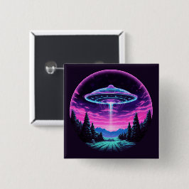 Bóton Quadrado 5.08cm Alienígena Espacial Retrofuturista
