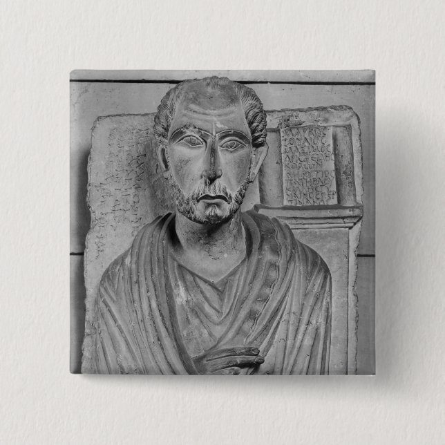 Bóton Quadrado 5.08cm Alivio funerário de Marcus J. Aristides (Frente)