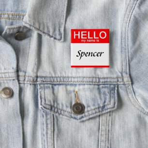 Bóton Quadrado 5.08cm Alô Personalizado Meu Nome É Pin De Botão Verme