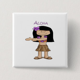 Bóton Quadrado 5.08cm Aloha menina