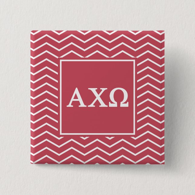 Bóton Quadrado 5.08cm Alpha Chi Omega | Padrão Chevron (Frente)