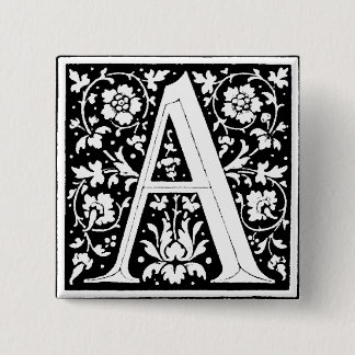 Bóton Quadrado 5.08cm Alphabet Renaissance - Letra A - Pino