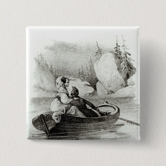 Bóton Quadrado 5.08cm Alphonse de Lamartine e Elvire (Frente)