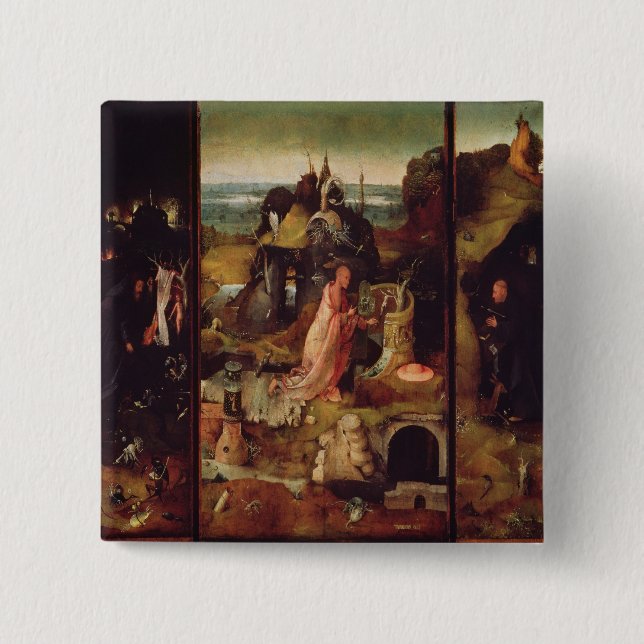 Bóton Quadrado 5.08cm Altarpiece dos eremitas (óleo no painel) (Frente)