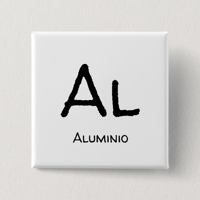 Bóton Quadrado 5.08cm Alumínio Al tabela de elementos (Frente)