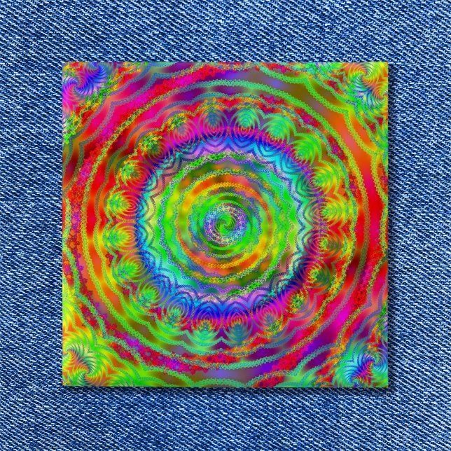 Bóton Quadrado 5.08cm Alvo Tiedye (Tiedye Target Pinback Button)