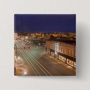 Bóton Quadrado 5.08cm Amanhecer na Main Street de Bismarck, Dakota do No