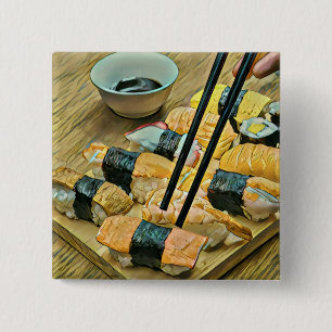 Bóton Quadrado 5.08cm Amante de arte japonês
