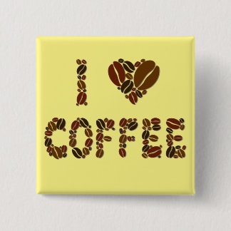 Bóton Quadrado 5.08cm Amante de Cafeína - Grãos de Café