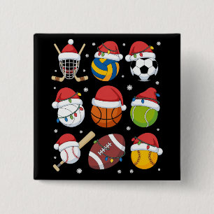 Bóton Quadrado 5.08cm Amante do Esporte Natalino Bola de Esportes do Pap