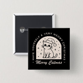 Bóton Quadrado 5.08cm Amantes de gatos desejos de Natal engraçados
