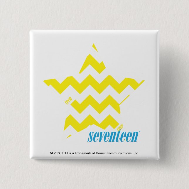 Bóton Quadrado 5.08cm Amarelo 3 do ziguezague (Frente)