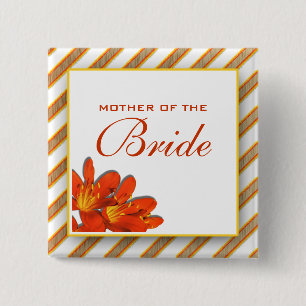 Bóton Quadrado 5.08cm Amarelo alaranjado do casamento nupcial da mãe da