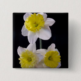 Bóton Quadrado 5.08cm Amarelo no Daffodil Branco