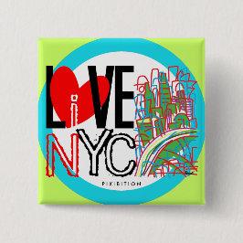 Bóton Quadrado 5.08cm Ame NYC & Live No Botão Quadrado NYC