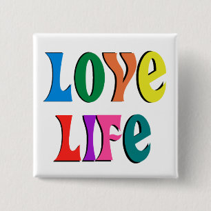 Bóton Quadrado 5.08cm AMEM A VIDA! mensagem cristã personalizável