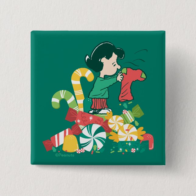 Bóton Quadrado 5.08cm Amendoins | Lucy the More the Merrier (Frente)