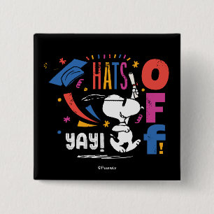 Bóton Quadrado 5.08cm Amendoins Snoopy Chapéu Baixado Para Você Graduaçã