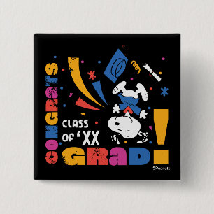 Bóton Quadrado 5.08cm Amendoins Snoopy Parabéns Graduado Formatura Confe