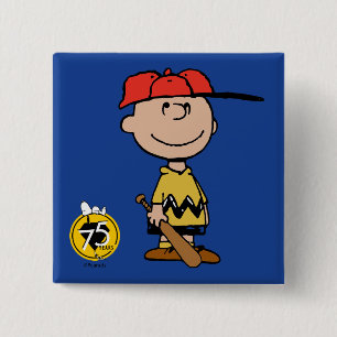 Bóton Quadrado 5.08cm Amendoins Sorriso Charlie Brown Baseball