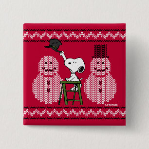 Bóton Quadrado 5.08cm Amendoins Suéter de Natal Snowman