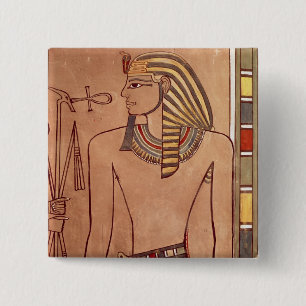 Bóton Quadrado 5.08cm Amenhotep II com um ankh levantado para seus
