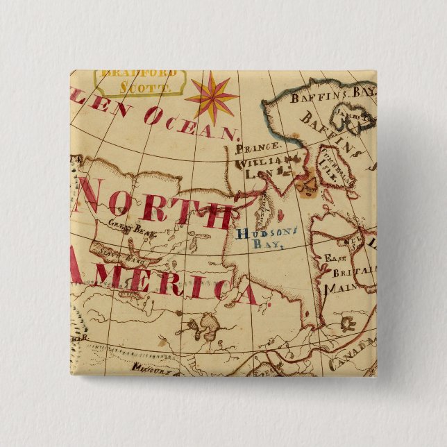 Bóton Quadrado 5.08cm América do Norte 8 (Frente)