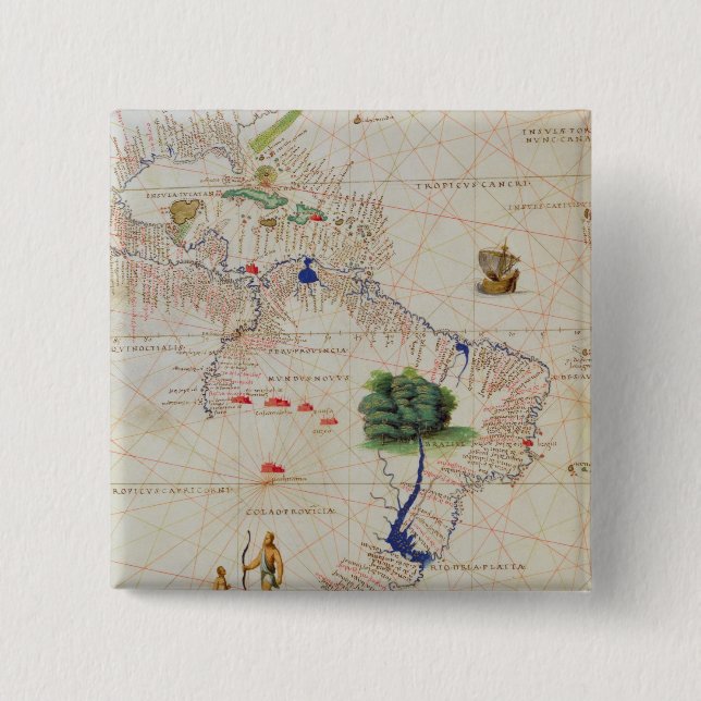 Bóton Quadrado 5.08cm Ámérica do Sul (Frente)