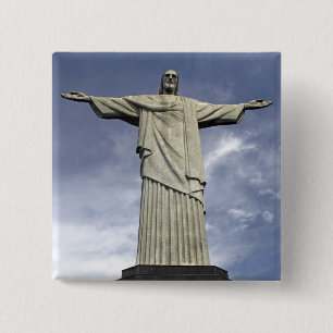Bóton Quadrado 5.08cm América do Sul, Brasil, Rio de Janeiro. Cristo