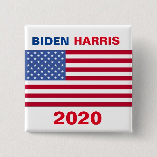BÓTON QUADRADO 5.08CM AMERICAN FLAG BIDEN HARRIS 2020 (Frente)