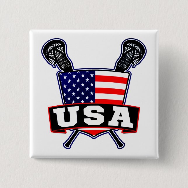 Bóton Quadrado 5.08cm American USA Lacrosse Pin (Frente)