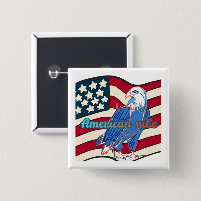 Bóton Quadrado 5.08cm American vibe (Frente & Verso)