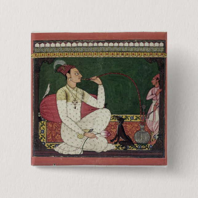 Bóton Quadrado 5.08cm Amigo de Raja Medini, inscreido no reverso em (Frente)