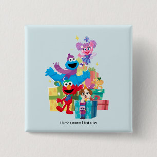 Bóton Quadrado 5.08cm Amigos e Presentes da Rua Sésamo