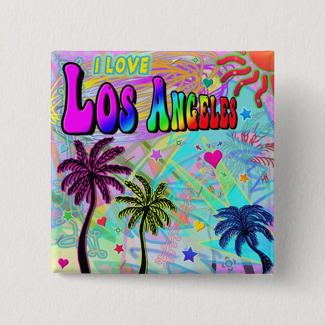 Bóton Quadrado 5.08cm Amo Los Angeles Vivid Romance Button (Frente)