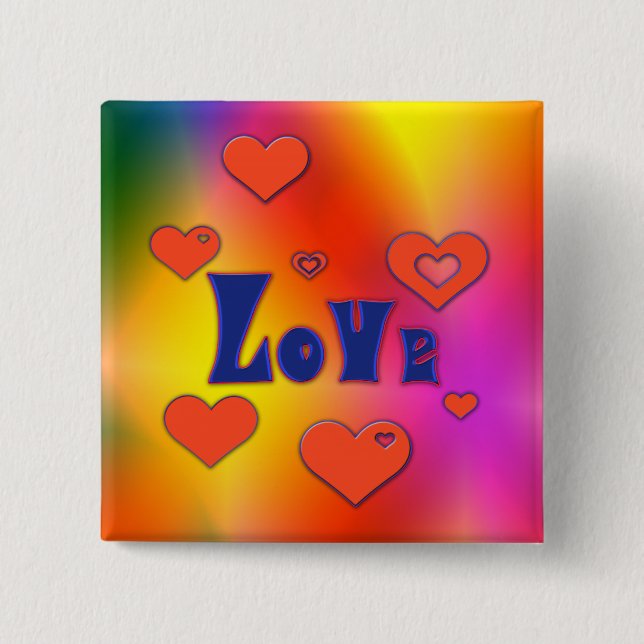 Bóton Quadrado 5.08cm Amor (Frente)