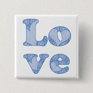 Bóton Quadrado 5.08cm Amor - botão