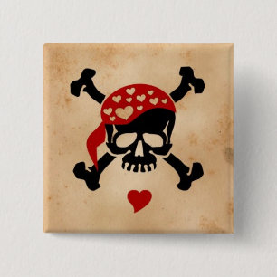 Bóton Quadrado 5.08cm Amor & Crossbones