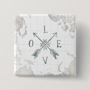 Bóton Quadrado 5.08cm Amor da aventura III do Wanderlust da aguarela