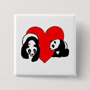 Bóton Quadrado 5.08cm Amor da panda