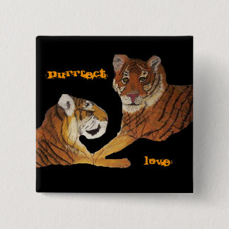 Bóton Quadrado 5.08cm Amor de Purrfect dos tigres