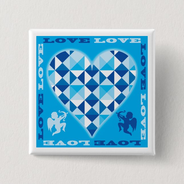Bóton Quadrado 5.08cm Amor (Diamante Azul) (Frente)