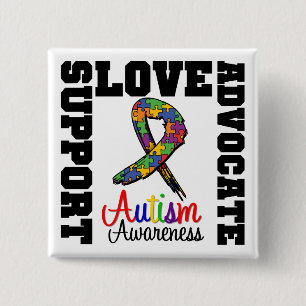 Bóton Quadrado 5.08cm Amor do advogado do apoio do autismo