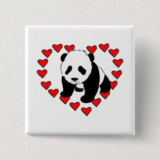 Bóton Quadrado 5.08cm Amor do urso de panda