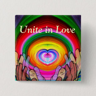 Bóton Quadrado 5.08cm Amor, Paz e Unidade_